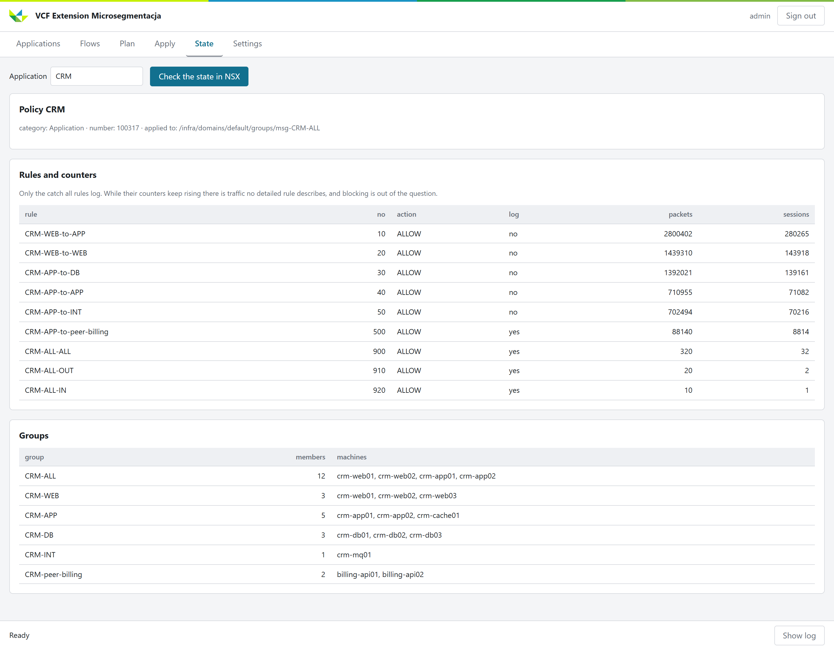 The live state in NSX